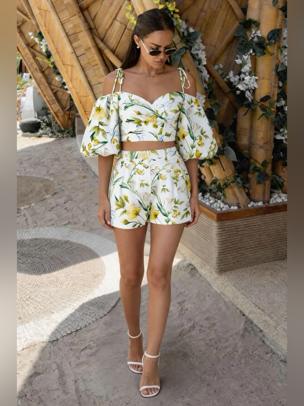 🍋 Euro Summer Dream Set 🍋 NWT Club L London Floral Top + Shorts Size 2 ✨